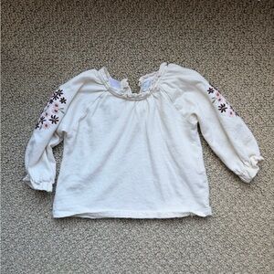 Zara Cream Kids Long Sleeve Top with Floral Details